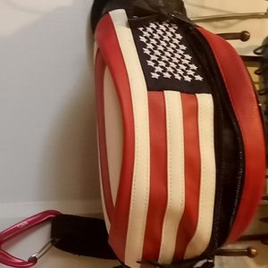 American flag fanny pack leather